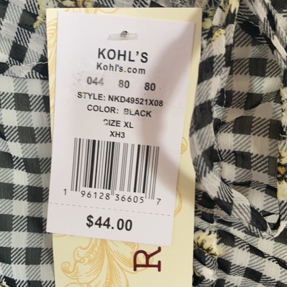 3/$33 rewind dress check flower print cut out in back w ruffle XL jrs - Picture 15 of 17